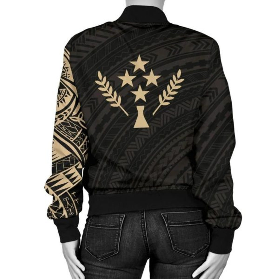 FUNSTUFFPRINTI Kosrae Micronesia Tattoo Women's 3D Bomber Jacket