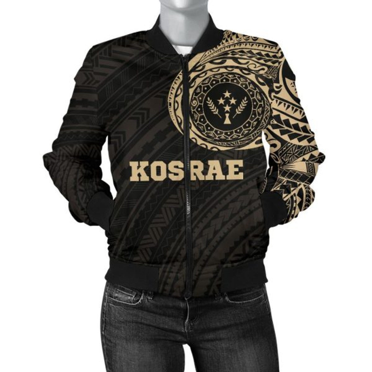 FUNSTUFFPRINTI Kosrae Micronesia Tattoo Women's 3D Bomber Jacket