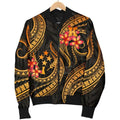 FUNSTUFFPRINTI Kosrae Micronesian Women Bomber Jacket - Gold Plumeria - Bomber Jacket