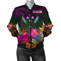 FUNSTUFFPRINTI Kosrae Personalised Women's Bomber Jacket - Summer Hibiscus - Bomber Jacket