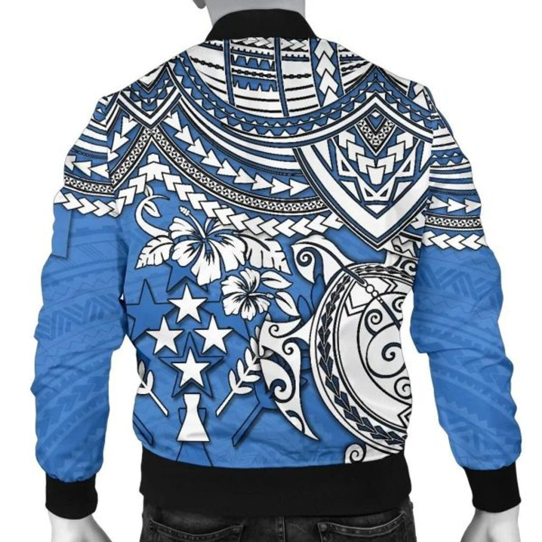 FUNSTUFFPRINTI Kosrae Polynesian Bomber Jacket (Men) - Polynesian Turtle - Bomber Jacket