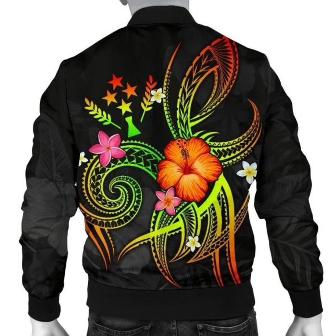 FUNSTUFFPRINTI Kosrae Polynesian Men's Bomber Jacket - Legend of Kosrae (Reggae) - Bomber Jacket