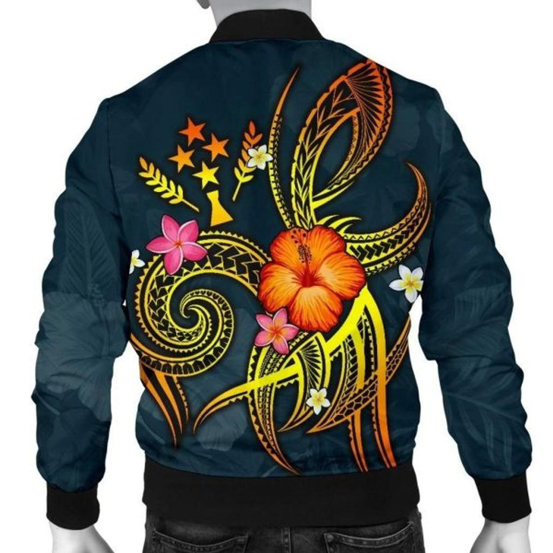 FUNSTUFFPRINTI Kosrae Polynesian Personalised Men's Bomber Jacket - Legend of Kosrae (Blue) - Bomber Jacket