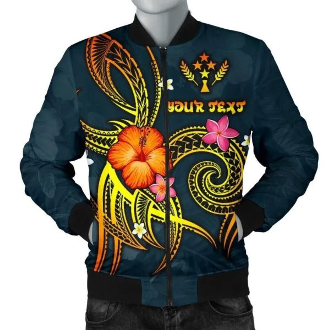 FUNSTUFFPRINTI Kosrae Polynesian Personalised Men's Bomber Jacket - Legend of Kosrae (Blue) - Bomber Jacket