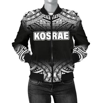 FUNSTUFFPRINTI Kosrae Women's Bomber Jacket - Fog Black Style - Bomber Jacket