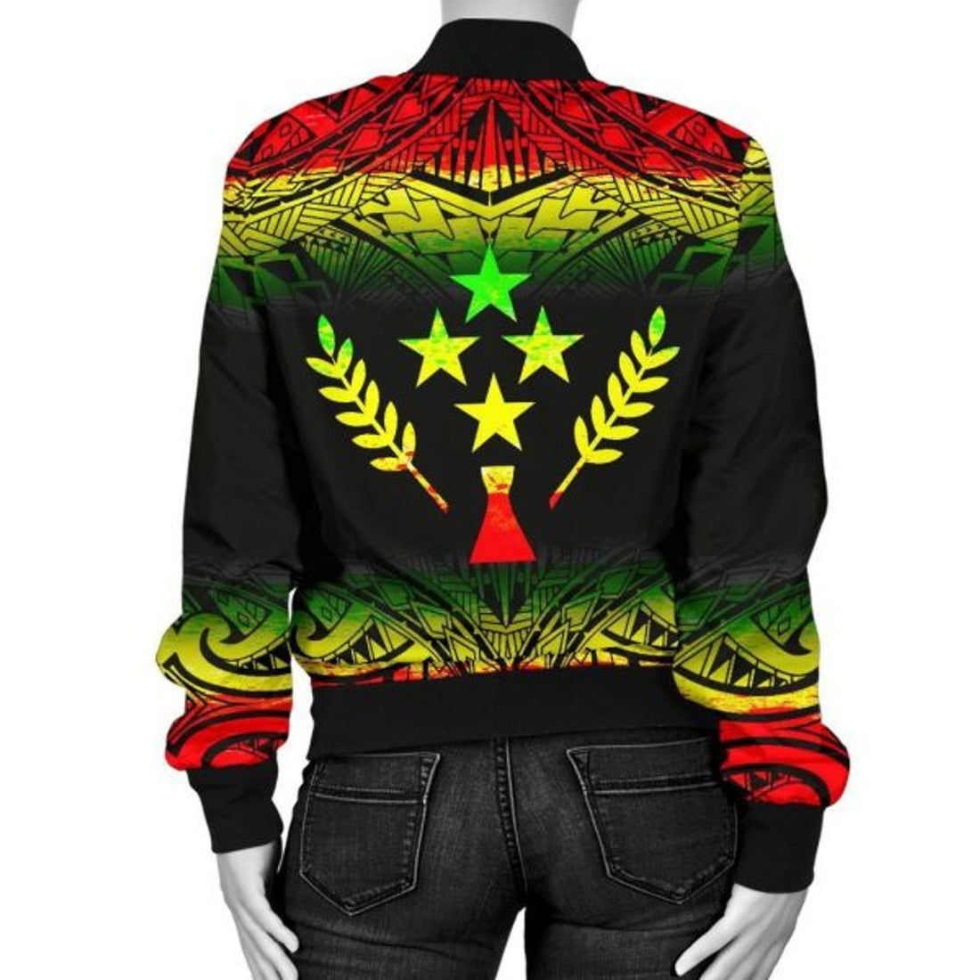 FUNSTUFFPRINTI Kosrae Women's Bomber Jacket - Fog Reggae Style - Bomber Jacket