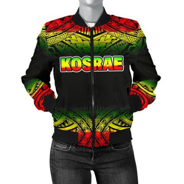 FUNSTUFFPRINTI Kosrae Women's Bomber Jacket - Fog Reggae Style - Bomber Jacket