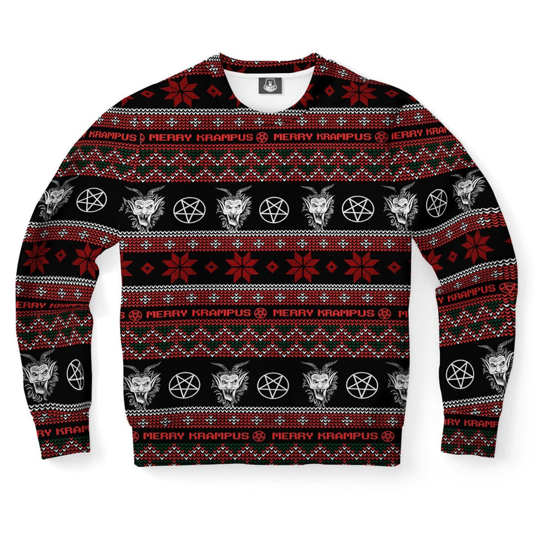 FUNSTUFFPRINT Krampus Merry Hexmas Pattern Ugly Christmas Sweater, Christmas Sweater, Ugly Sweater, Funny Xmas Sweaters Ugly Sweater