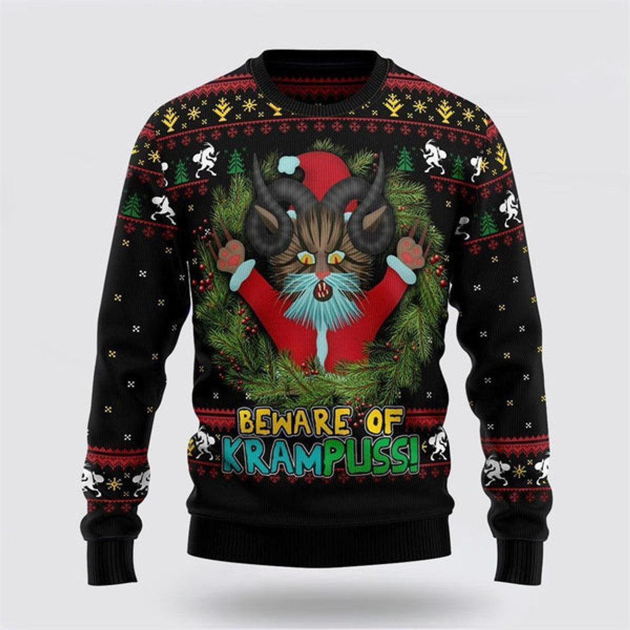 FUNSTUFFPRINT Krampuss Cat Ugly Christmas Sweater For Men And Women, Best Gift For Christmas, Christmas Fashion Winter  Ugly  Sweater