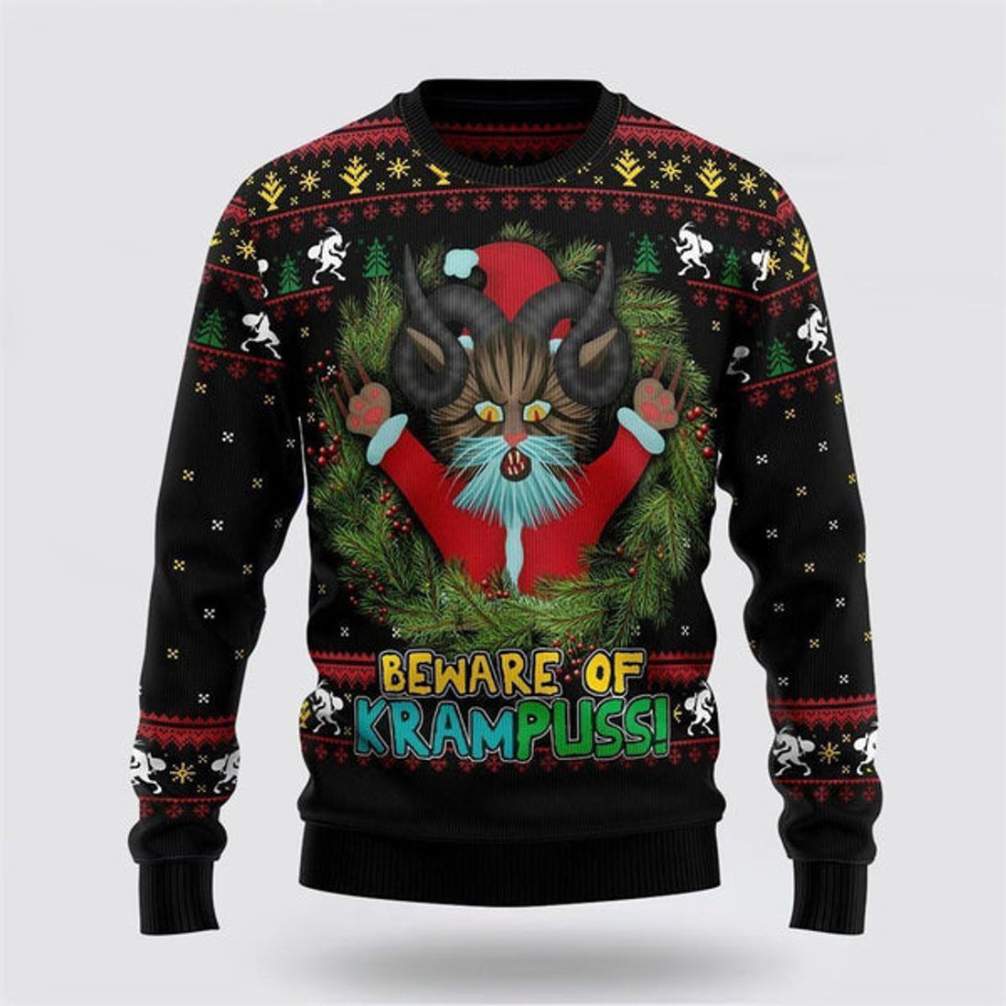 FUNSTUFFPRINT Krampuss Cat Ugly Christmas Sweater For Men And Women, Best Gift For Christmas, Christmas Fashion Winter  Ugly  Sweater