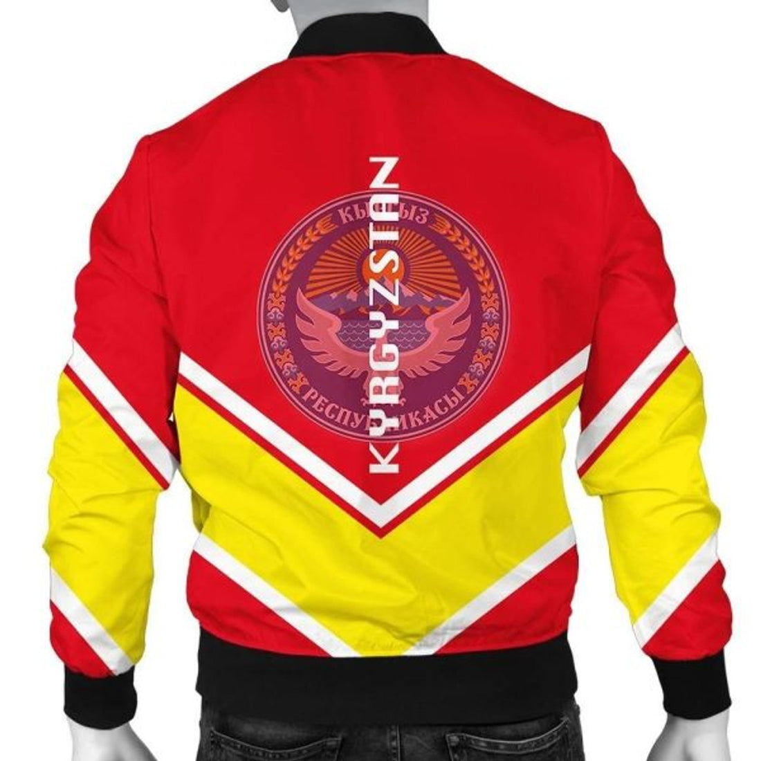 FUNSTUFFPRINTI Kyrgyzstan Coat Of Arms Men Bomber Jacket Lucian Style