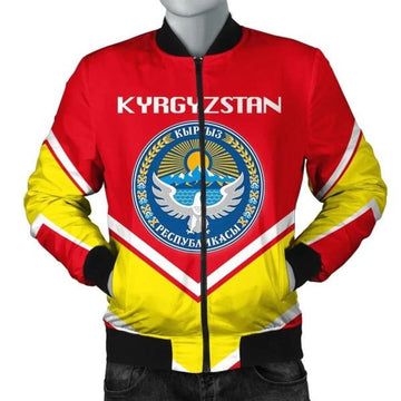 FUNSTUFFPRINTI Kyrgyzstan Coat Of Arms Men Bomber Jacket Lucian Style