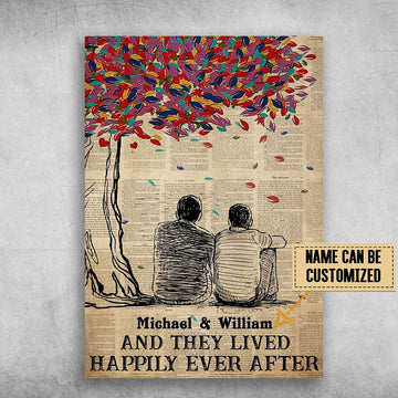 Custom LGBT Gift, LGBT Poster, And They Lived, Happily Ever After Customized Personalized NAME Poster and Canvas