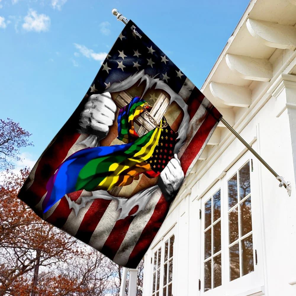 LGBT Christian Cross America U S House Flag, Christian Flag, Christian Flag, Scripture Flag, Garden Banner