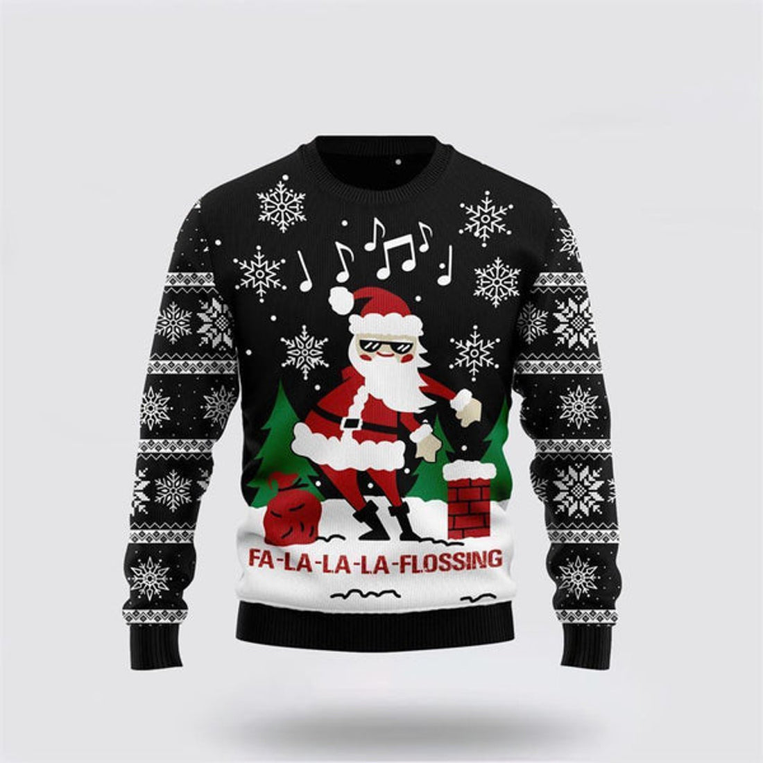 FUNSTUFFPRINT La-La-La Flossing Santa Claus Ugly Christmas Sweater For Men And Women, Best Gift For Christmas, The Beautiful Winter Christmas Outfit Ugly Sweater