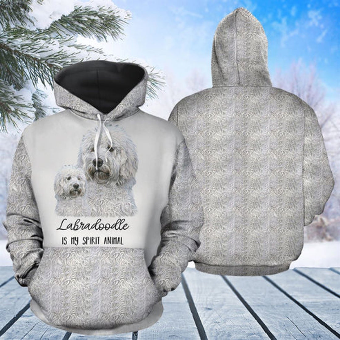FUNSTUFFPRINT 3D Labradoodle My Spirit Animal All Over 3D Hoodie and Zip Hoodie