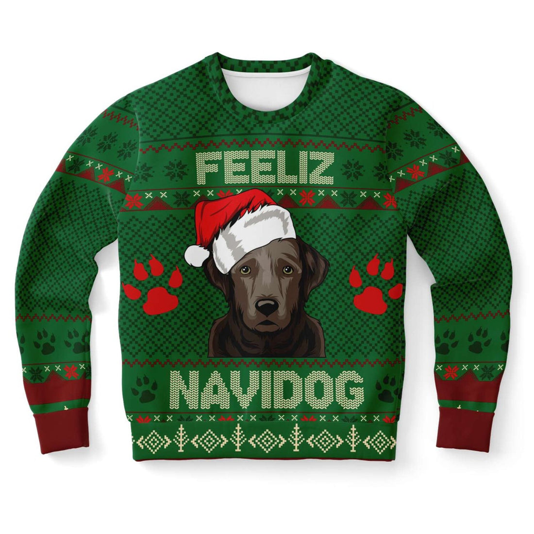 FUNSTUFFPRINT Labrador Feliz Navidog Ugly Christmas Sweater, Christmas Sweater, Ugly Sweater, Funny Xmas Sweaters Ugly Sweater
