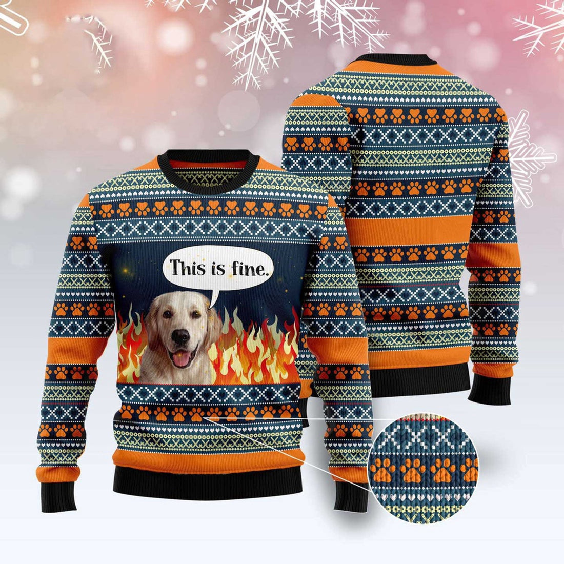 FUNSTUFFPRINT Labrador Retriever Fire Ugly Christmas Sweater, Dog Ugly Christmas Sweater, Ugly Dog Sweaters Ugly  Sweater