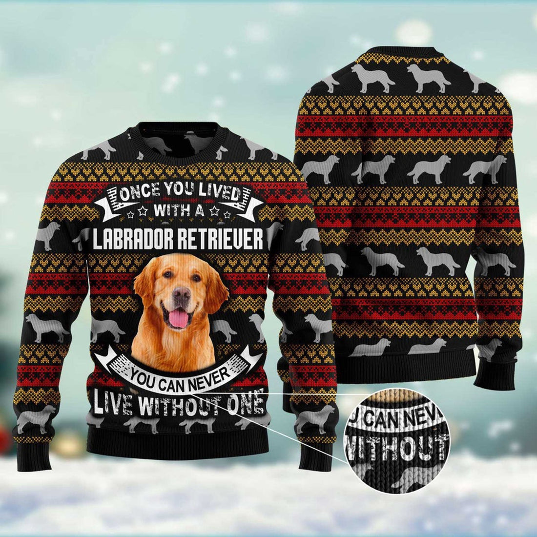 FUNSTUFFPRINT Labrador Retriever Ugly Christmas Sweater, Dog Ugly Christmas Sweater, Ugly Dog Sweaters Ugly  Sweater