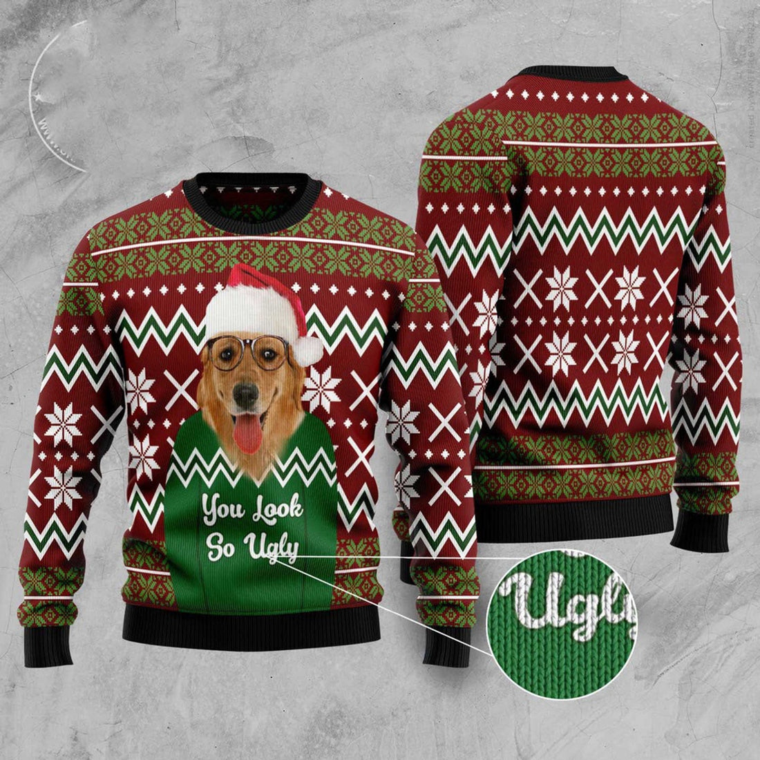 FUNSTUFFPRINT Labrador Retriever You Look So Ugly Ugly Christmas Sweater, Dog Ugly Christmas Sweater, Ugly Dog Sweaters Ugly  Sweater