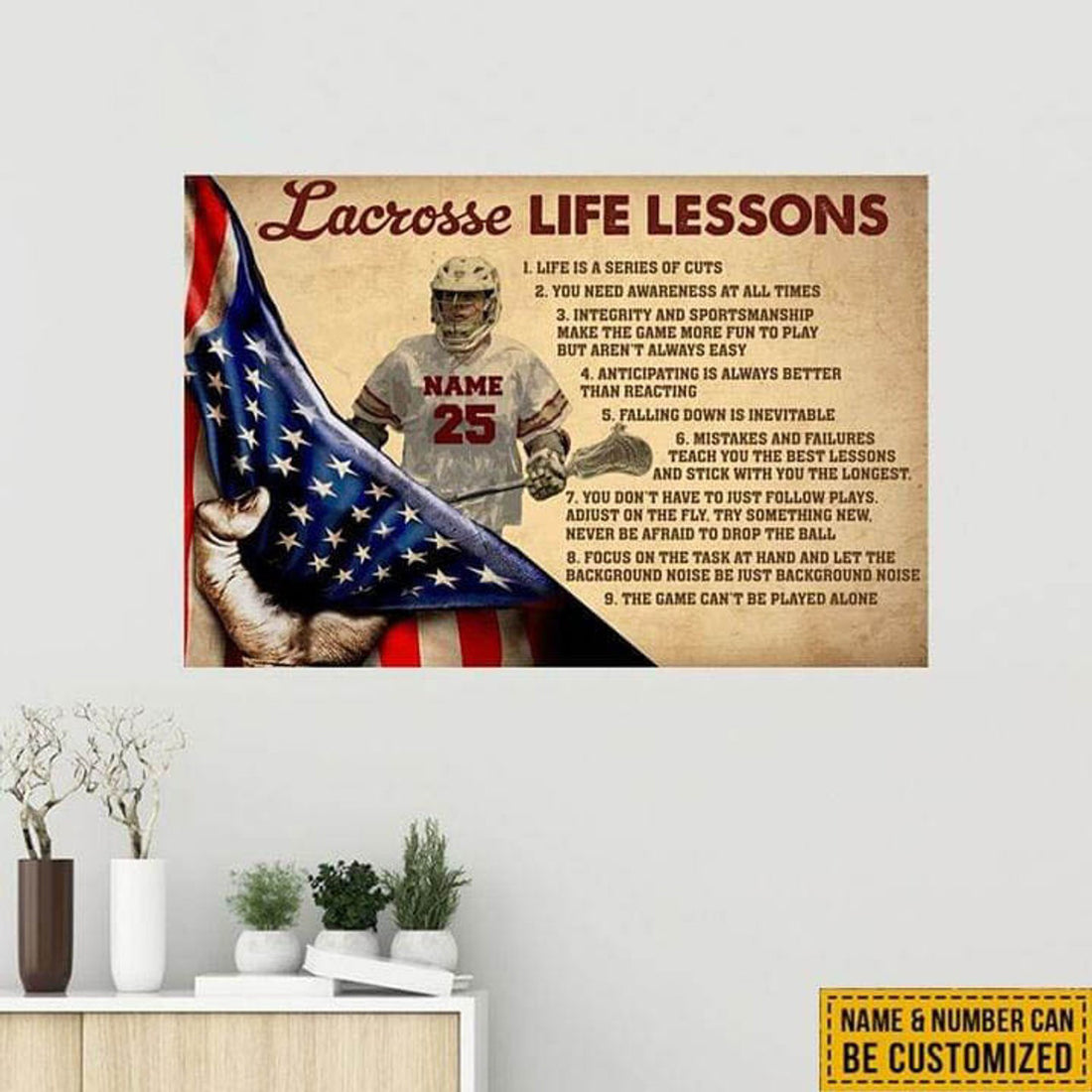 Custom Lacrosse Life Lessons Life Is A Series Of Cuts You Need Awareness At All The Times Poster and Canvas