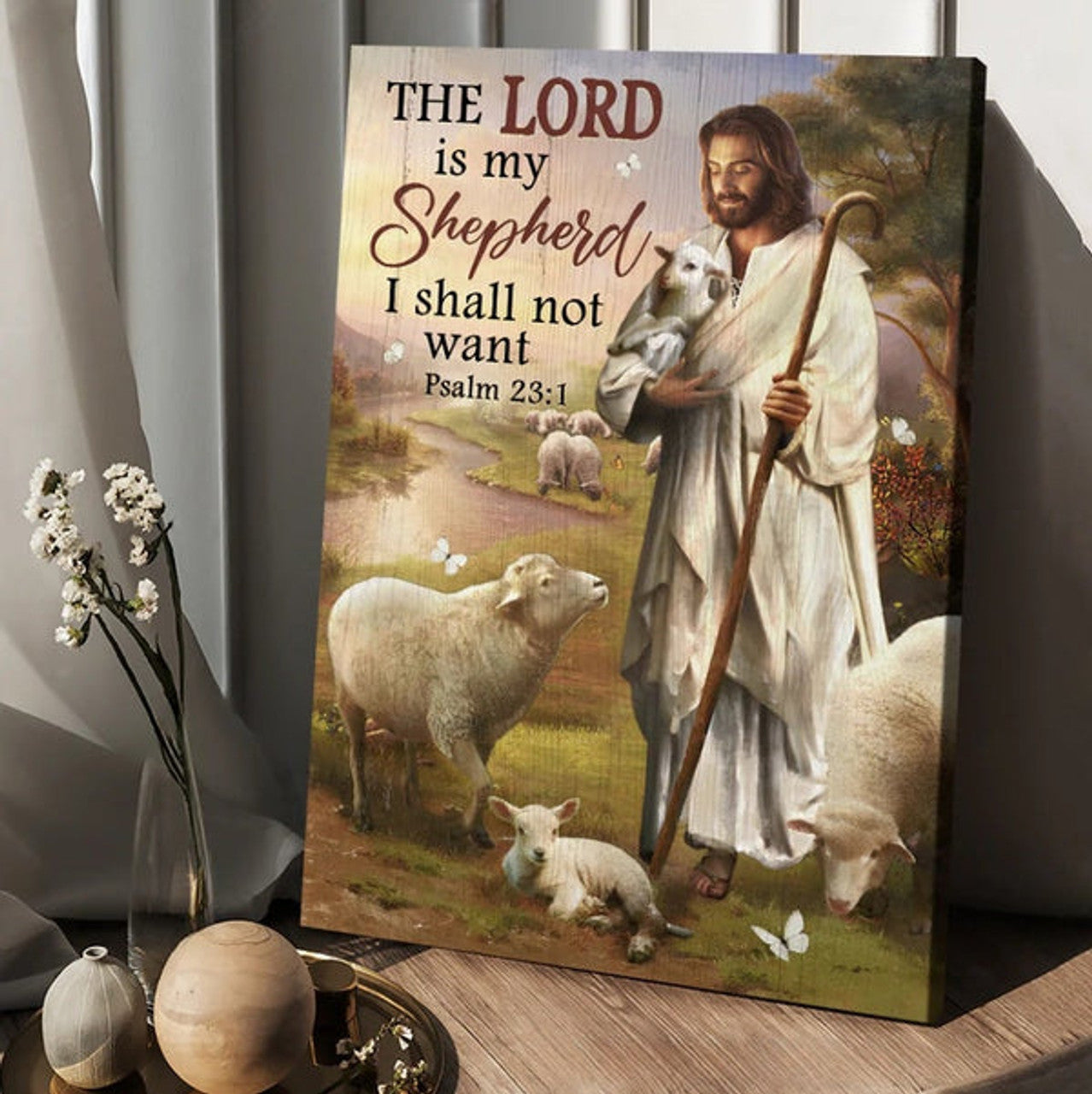 Lamb Of God The Lord Is My Shepherd Canvas Wall Art - Christian Wall Posters - Religious Wall Decor