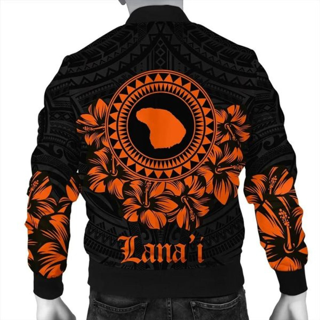 FUNSTUFFPRINTI Lanai Map Hibiscus Polynesian Bomber Jacket - Lithe Style - AH - JA Bomber Jacket