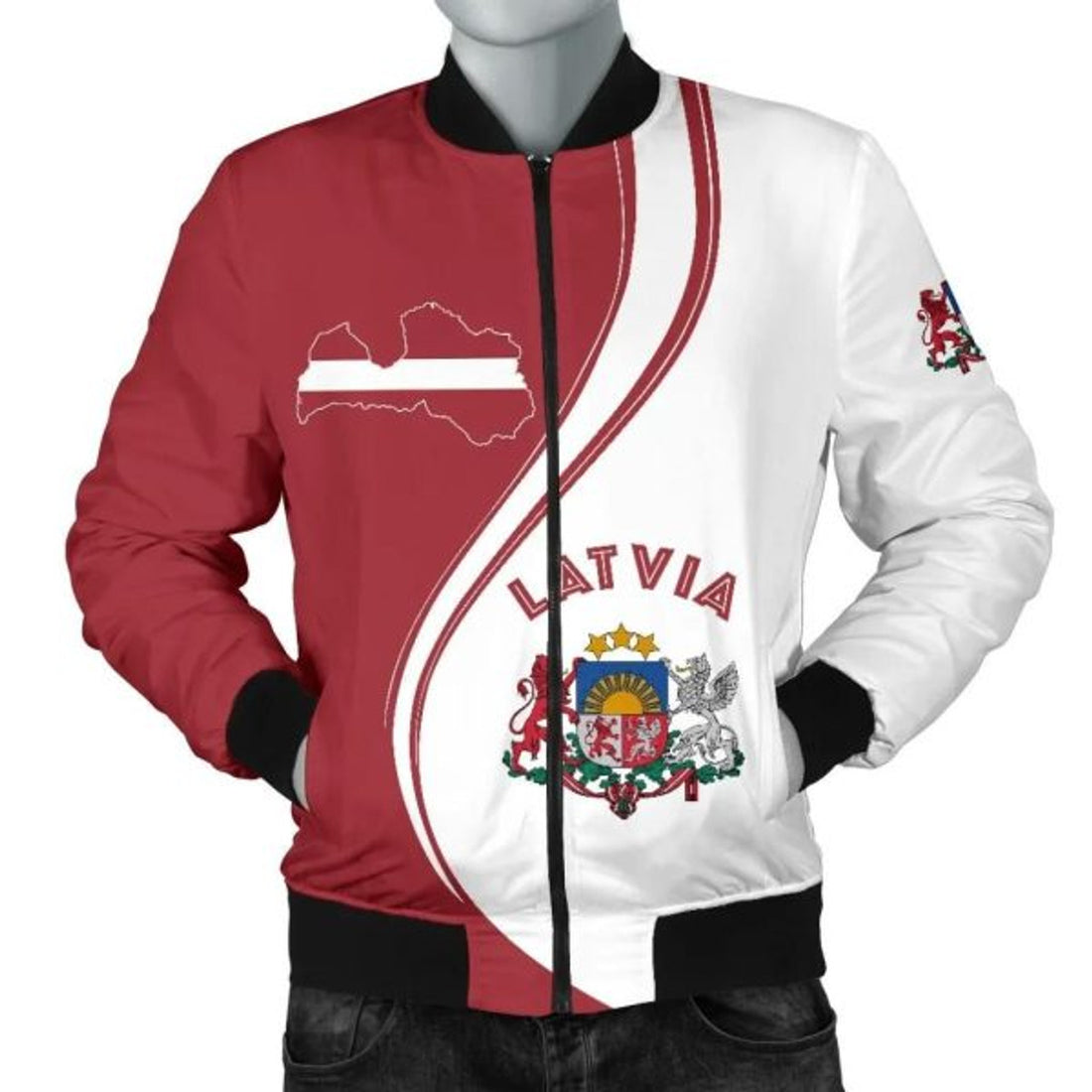 FUNSTUFFPRINTI Latvia Men's Bomber Jacket - Generation Bomber Jacket