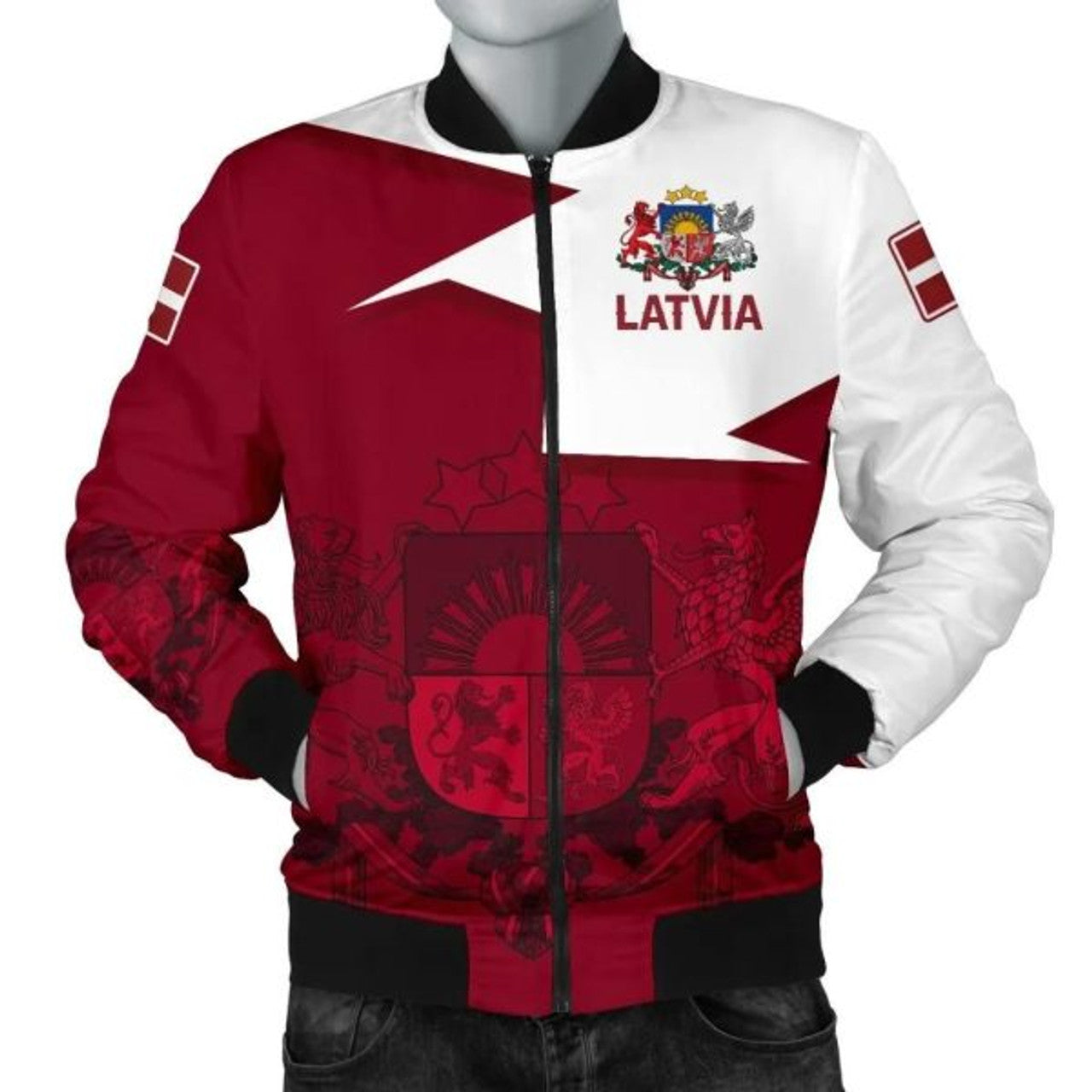 FUNSTUFFPRINTI Latvia Men's Bomber Jacket - HOME Bomber Jacket