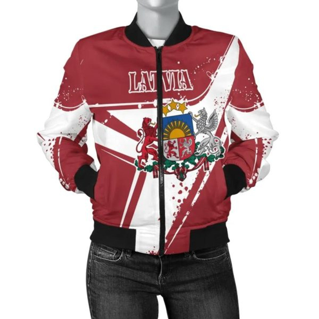FUNSTUFFPRINTI Latvia Women's Bomber Jacket - Latvia Pride - Bomber Jacket