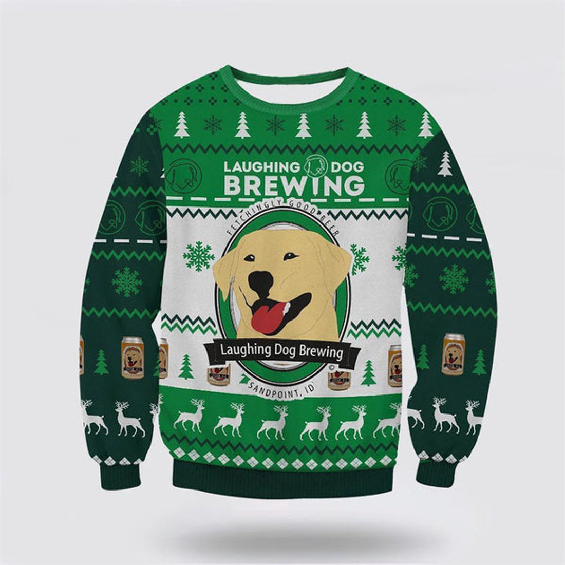 FUNSTUFFPRINT Laughing Dog Brewing Christmas 3d Ugly Ugly Christmas Sweater For Men And Women, Gift For Christmas, Best Winter Christmas Outfit Ugly Sweater