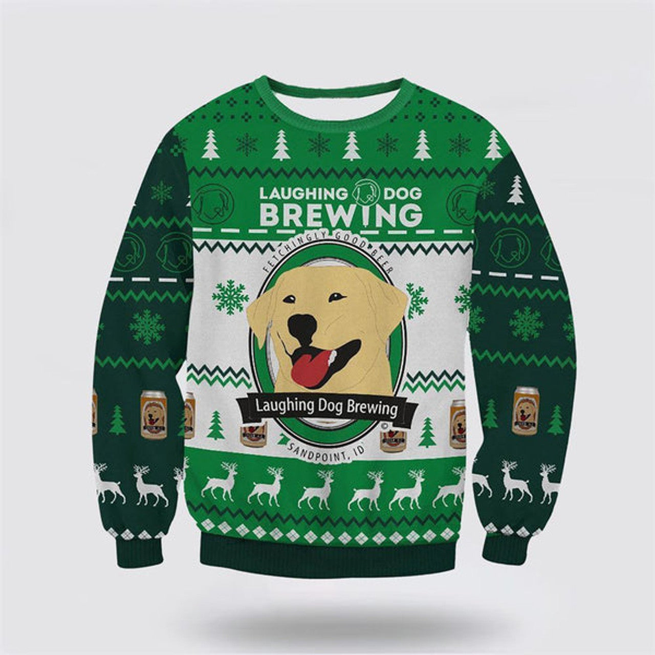 FUNSTUFFPRINT Laughing Dog Brewing Christmas 3d Ugly Ugly Christmas Sweater For Men And Women, Gift For Christmas, Best Winter Christmas Outfit Ugly Sweater