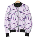 FUNSTUFFPRINTI Lavender Floral Pattern Print Women Casual Bomber Jacket