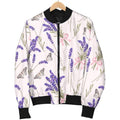 FUNSTUFFPRINTI Lavender Floral Print Pattern Women Casual Bomber Jacket