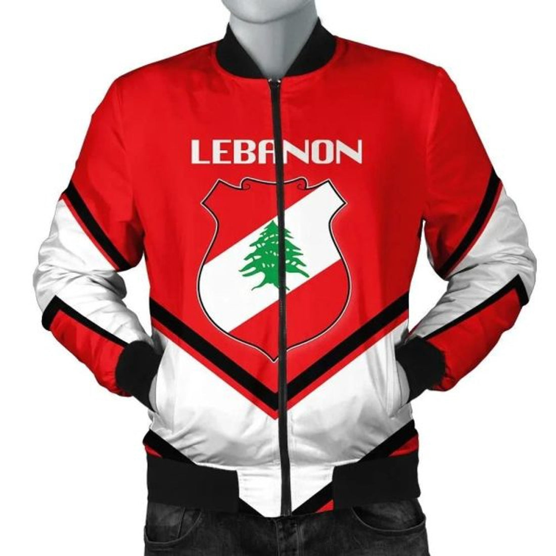 FUNSTUFFPRINTI Lebanon Coat Of Arms Men Bomber Jacket Lucian Style Bomber Jacket