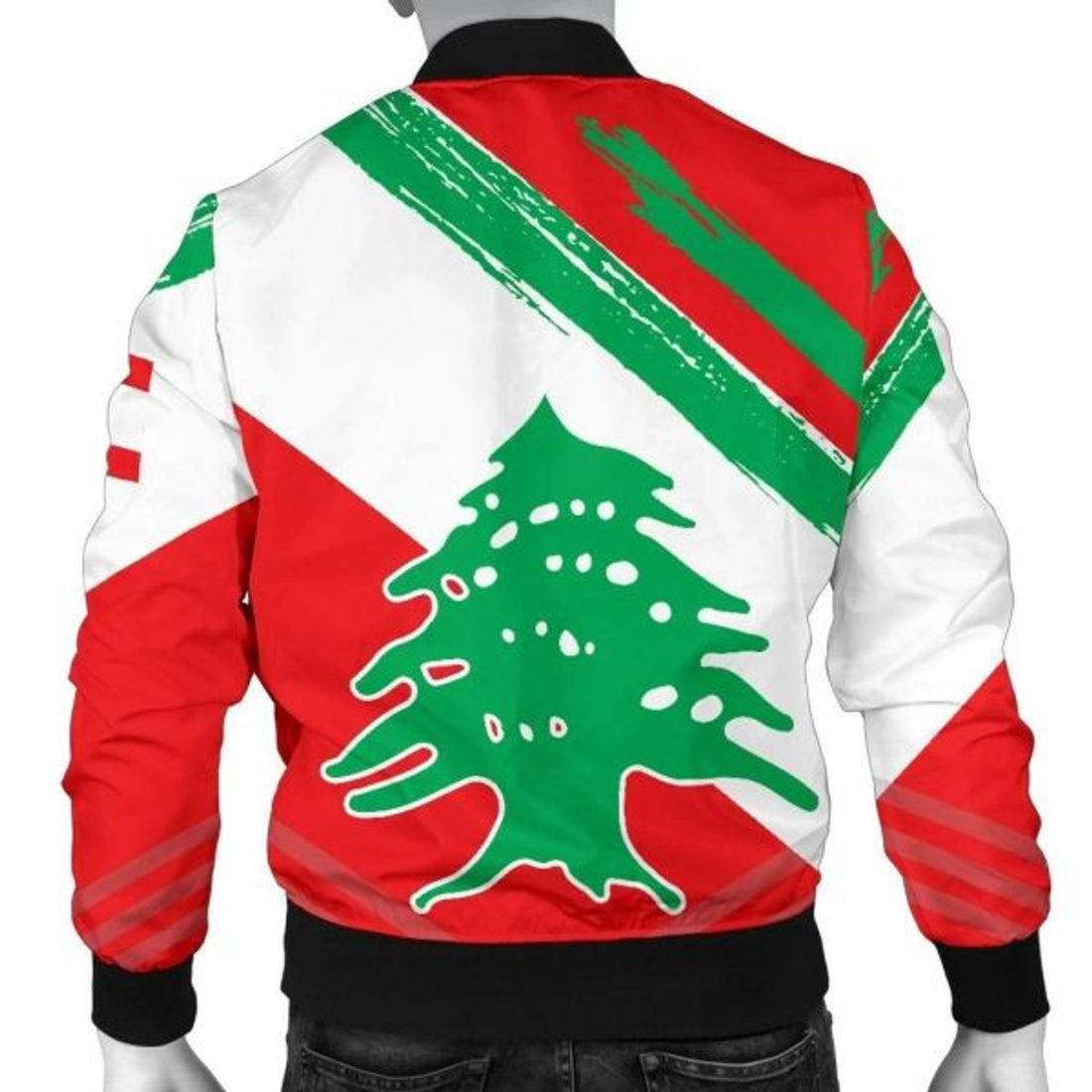 FUNSTUFFPRINTI Lebanon Men's Bomber Jacket - Lebanon Flag Polygon Style - 24 Bomber Jacket