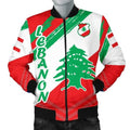 FUNSTUFFPRINTI Lebanon Men's Bomber Jacket - Lebanon Flag Polygon Style - 24 Bomber Jacket