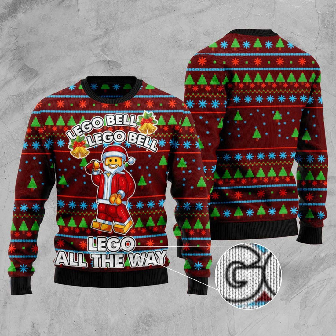 FUNSTUFFPRINT Lego Bell Ugly Christmas Sweater, Christmas Sweater, Ugly Sweater, Funny Xmas Sweaters Ugly Sweater