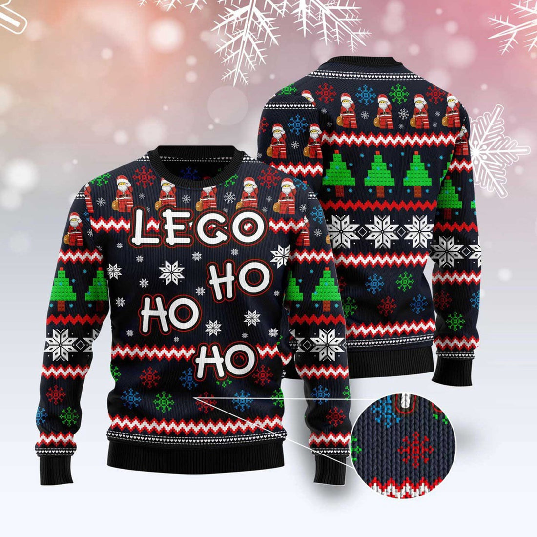 FUNSTUFFPRINT Lego Hohoho Ugly Christmas Sweater, Christmas Sweater, Ugly Sweater, Funny Xmas Sweaters Ugly Sweater
