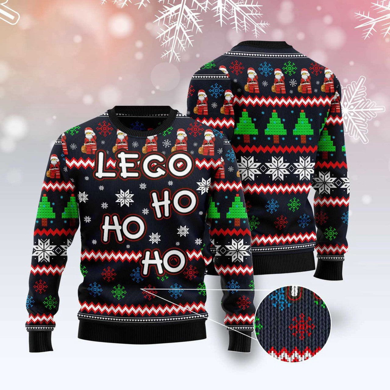 FUNSTUFFPRINT Lego Hohoho Ugly Christmas Sweater, Christmas Sweater, Ugly Sweater, Funny Xmas Sweaters Ugly Sweater