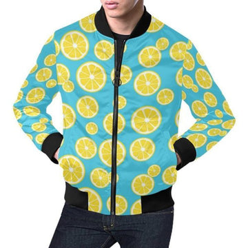 FUNSTUFFPRINTI Lemon Slice Pattern Print Men's 3D Bomber Jacket