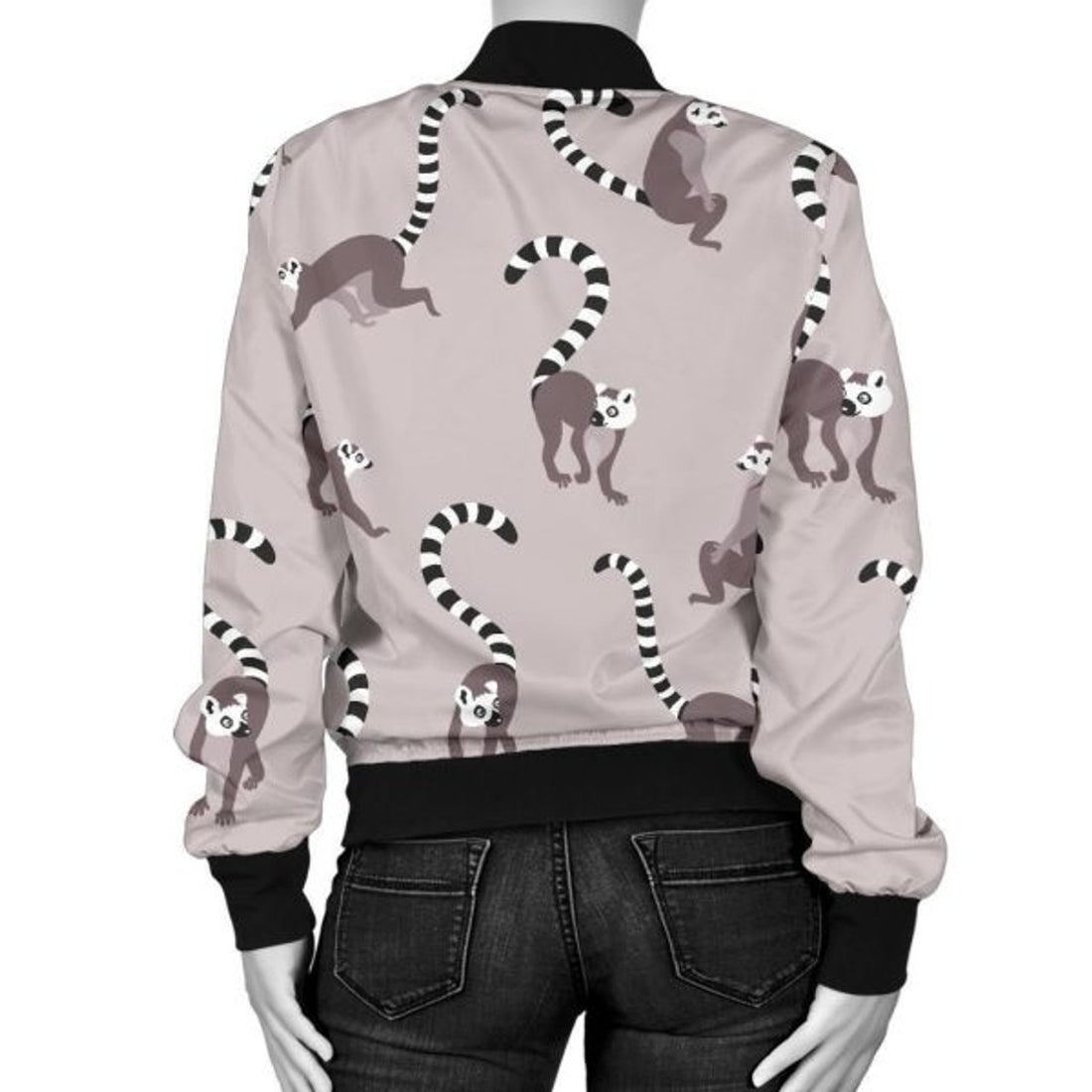 FUNSTUFFPRINTI Lemur Pattern Print Women Casual Bomber Jacket