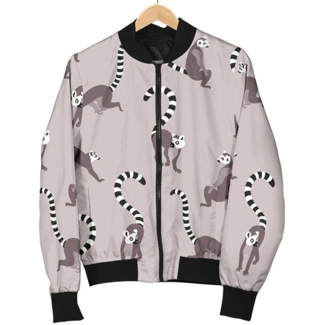 FUNSTUFFPRINTI Lemur Pattern Print Women Casual Bomber Jacket