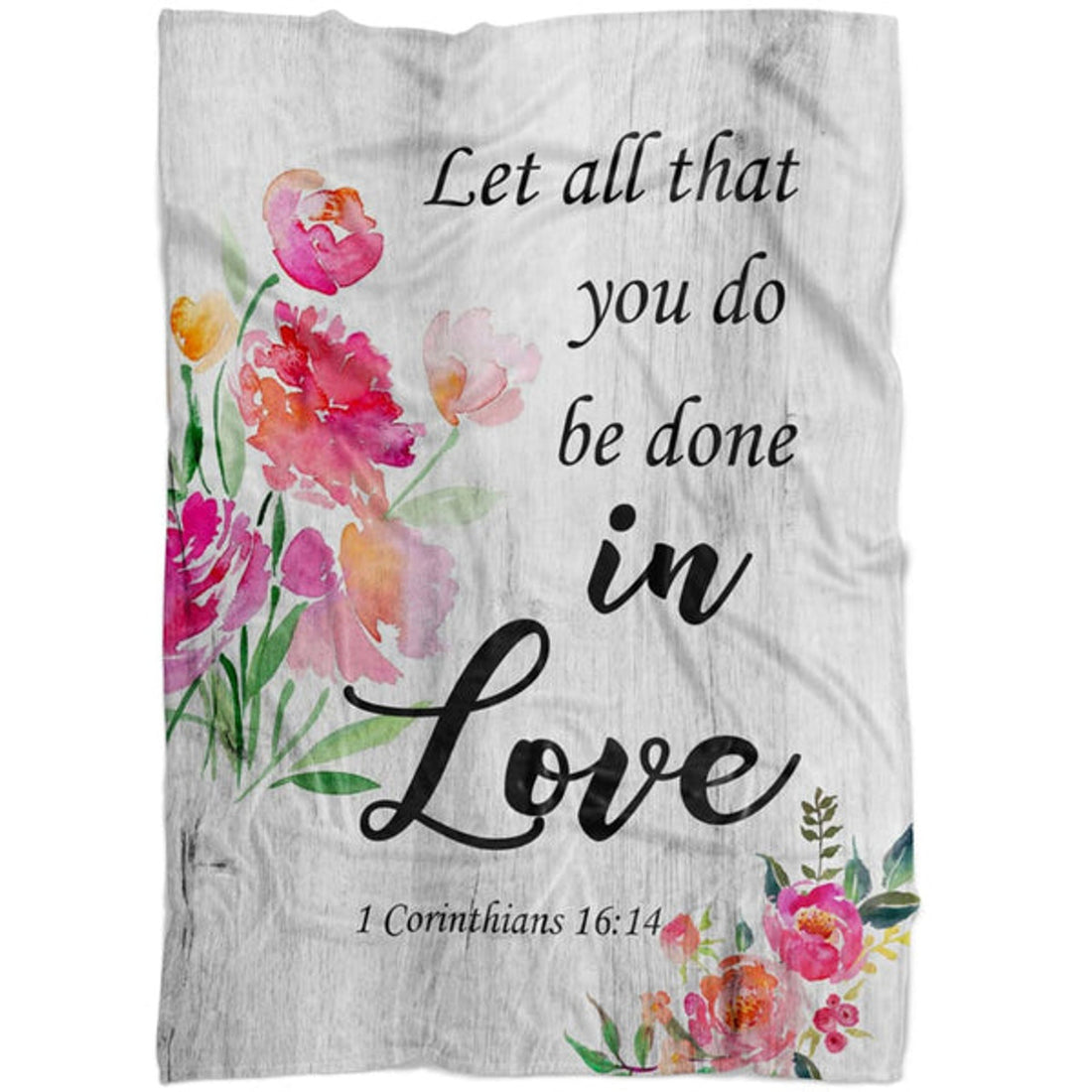 FUNSTUFFPRINT Let All That You Do Be Done In Love 1 Corinthians 1614 Fleece Blanket - Christian Blanket - Bible Verse Blanket