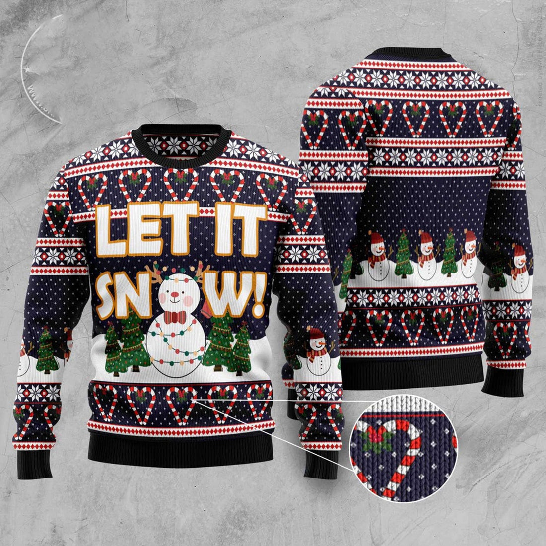 FUNSTUFFPRINT Let It Snow Ugly Christmas Sweater, Christmas Sweater, Ugly Sweater, Funny Xmas Sweaters Ugly Sweater