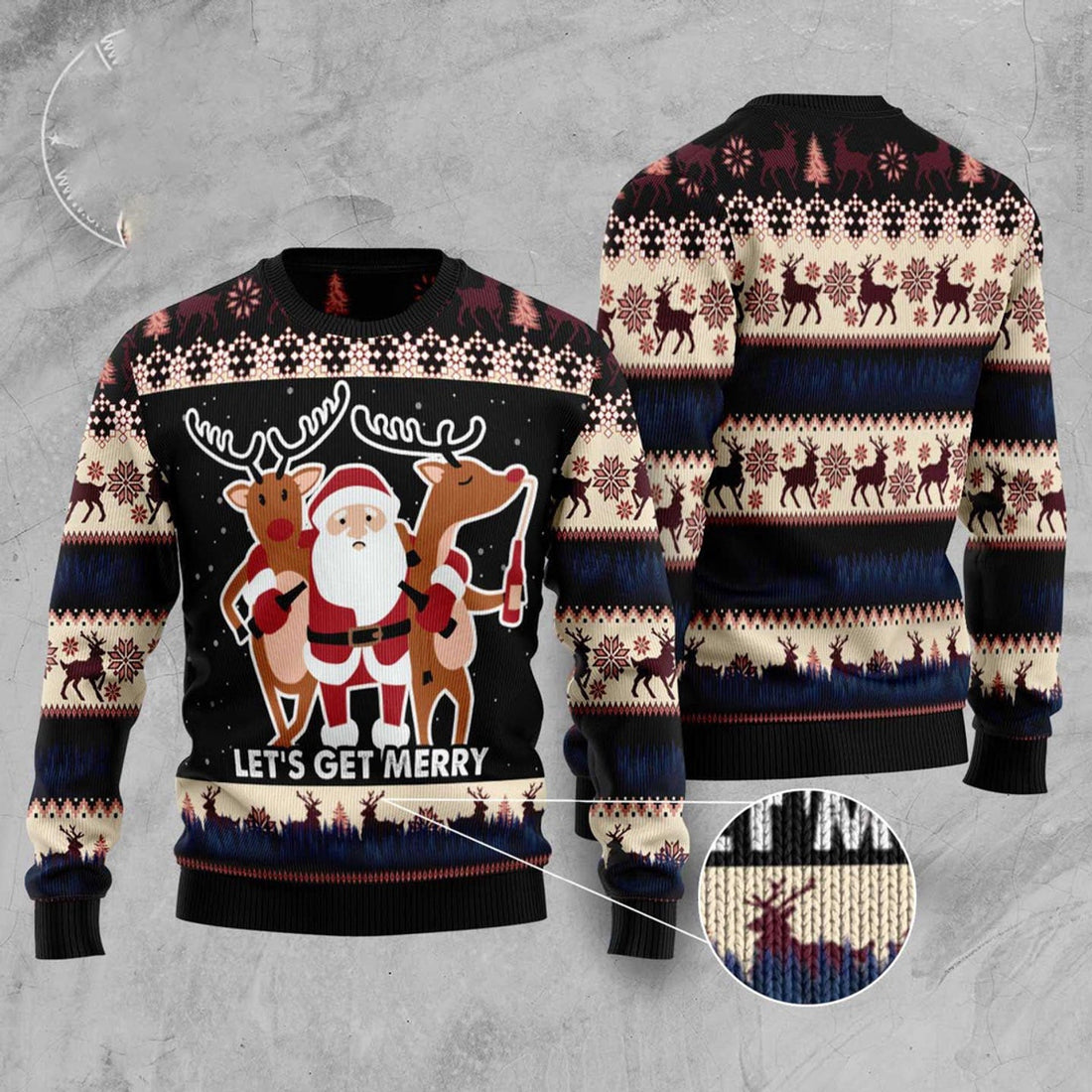 FUNSTUFFPRINT Let'S Get Merry Ugly Christmas Sweater, Christmas Sweater, Ugly Sweater, Funny Xmas Sweaters Ugly Sweater