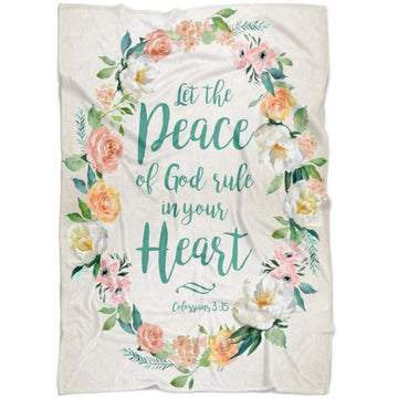 FUNSTUFFPRINT Let The Peace Of God Rule In Your Hearts Colossians 315 Fleece Blanket - Christian Blanket - Bible Verse Blanket
