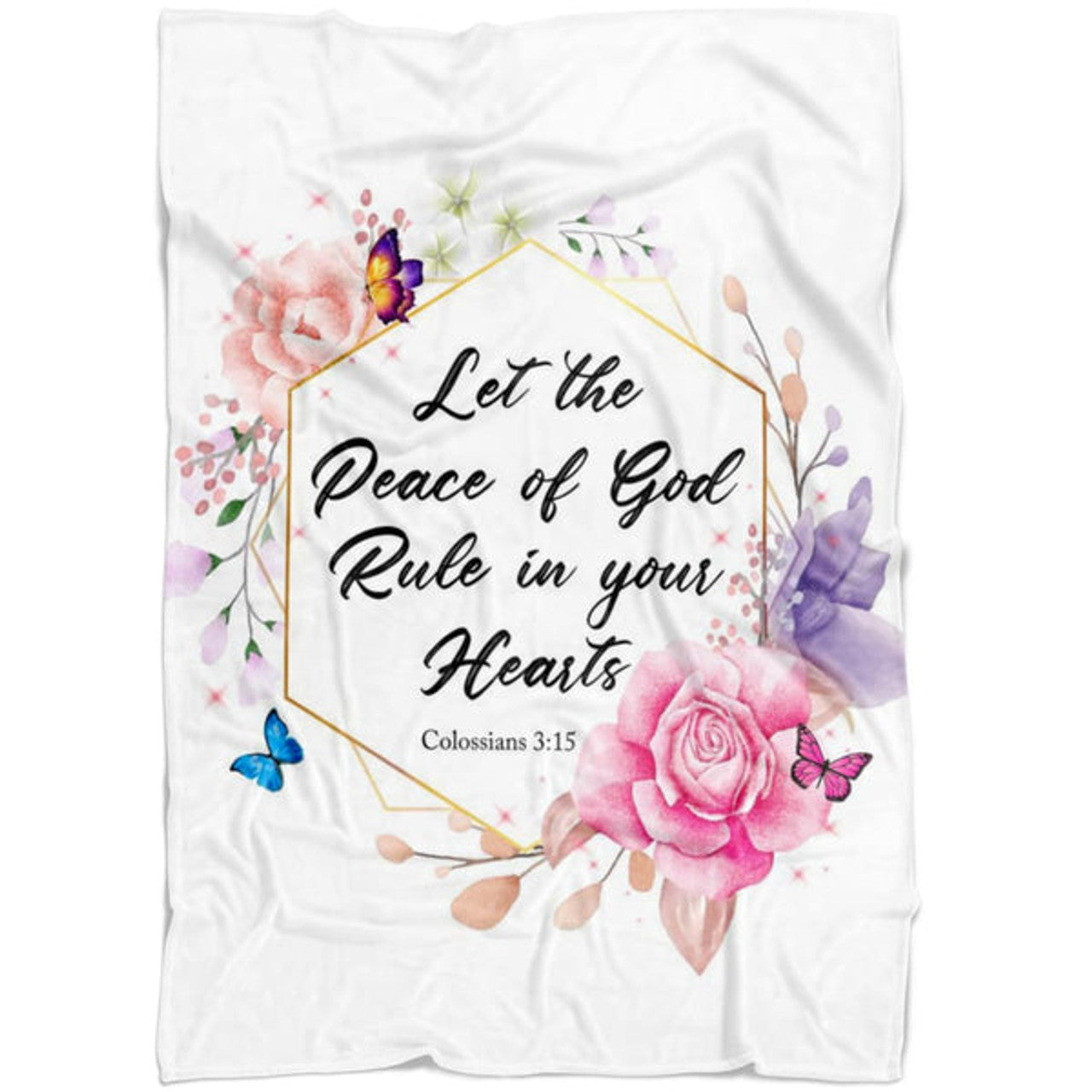 FUNSTUFFPRINT Let The Peace Of God Rule In Your Hearts Colossians 315 Kjv Fleece Blanket - Christian Blanket - Bible Verse Blanket