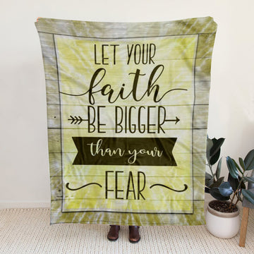 FUNSTUFFPRINT Sherpa Fleece Blanket - Let Your Faith Be Bigger Than Your Fear Christian Blanket