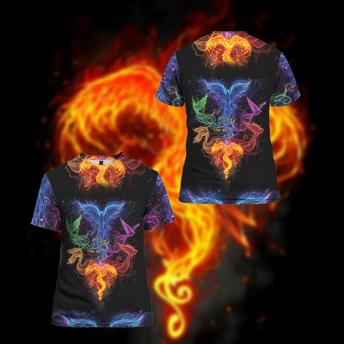 FUNSTUFFPRINT Lgbt Pride T-Shirt, Rise From Your Ashes 3D All Over Print, Pride 3D T-shirt